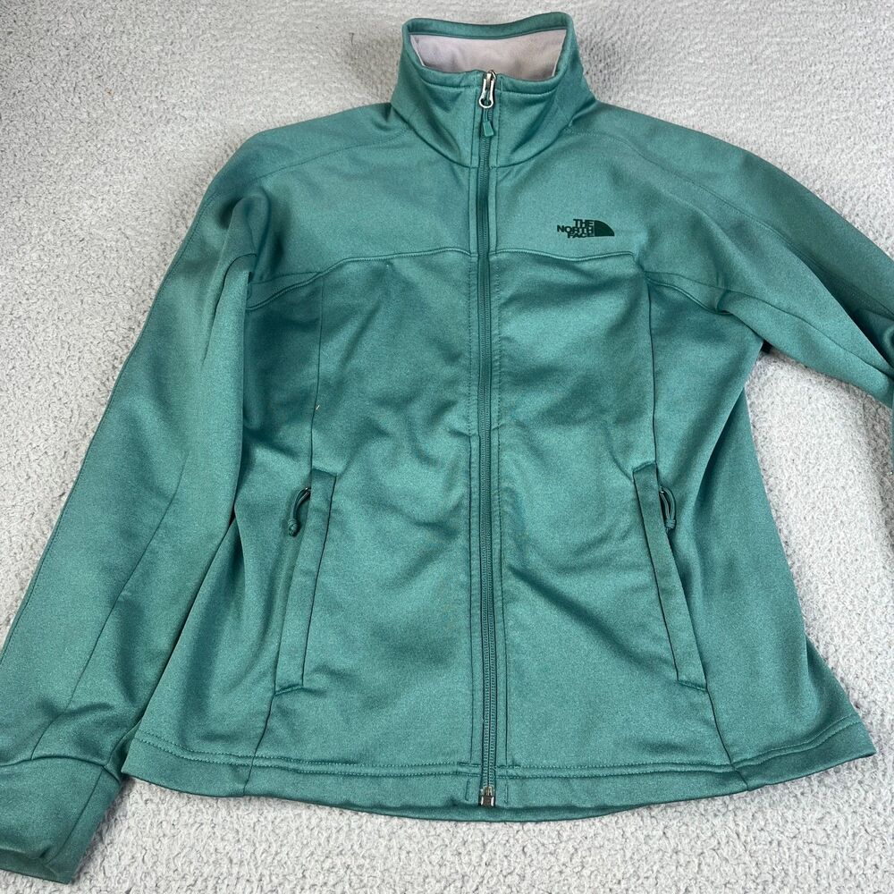 THE NORTH FACE Jacket Womens S Green Fleece Canyon Flats Full Zip Stretch Logo